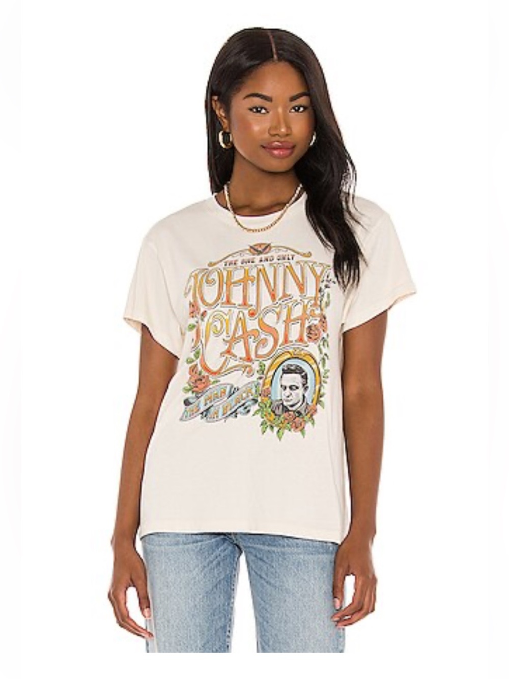 Letluv Cream Johnny Cash Graphic Tee - Women's Short Sleeve